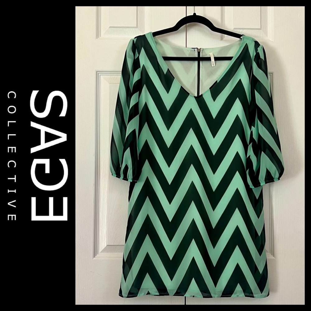 Chevron print “mini” dress